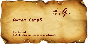 Avram Gergő névjegykártya